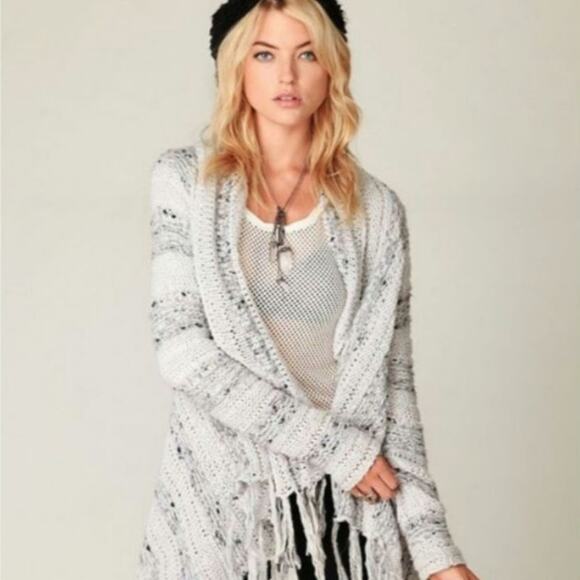 Free People Runway Love Runaway Retro Stripe Fringe Cardigan Sweater - Picture 1 of 8